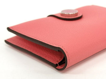 Hermes RMS Card Case Business Card Holder Leather Rose Texas Pinkish Stamped K