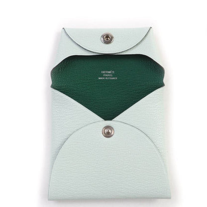 Hermes Bastia Verso Vert Peppermint Vert Moyen Chevre Silver Hardware Coin Case
