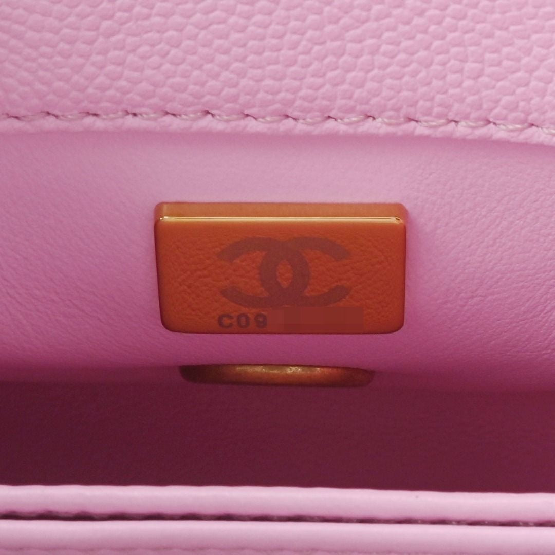 CHANEL Caviar Quilted Mini Coco Chain Handle Flap Bag Pink