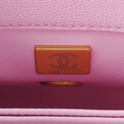 CHANEL Caviar Quilted Mini Coco Chain Handle Flap Bag Pink