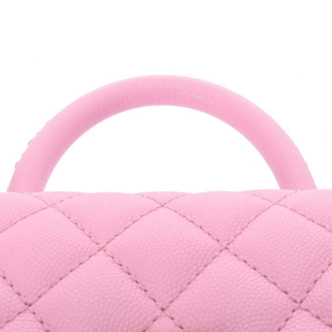 CHANEL Caviar Quilted Mini Coco Chain Handle Flap Bag Pink