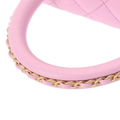 CHANEL Caviar Quilted Mini Coco Chain Handle Flap Bag Pink