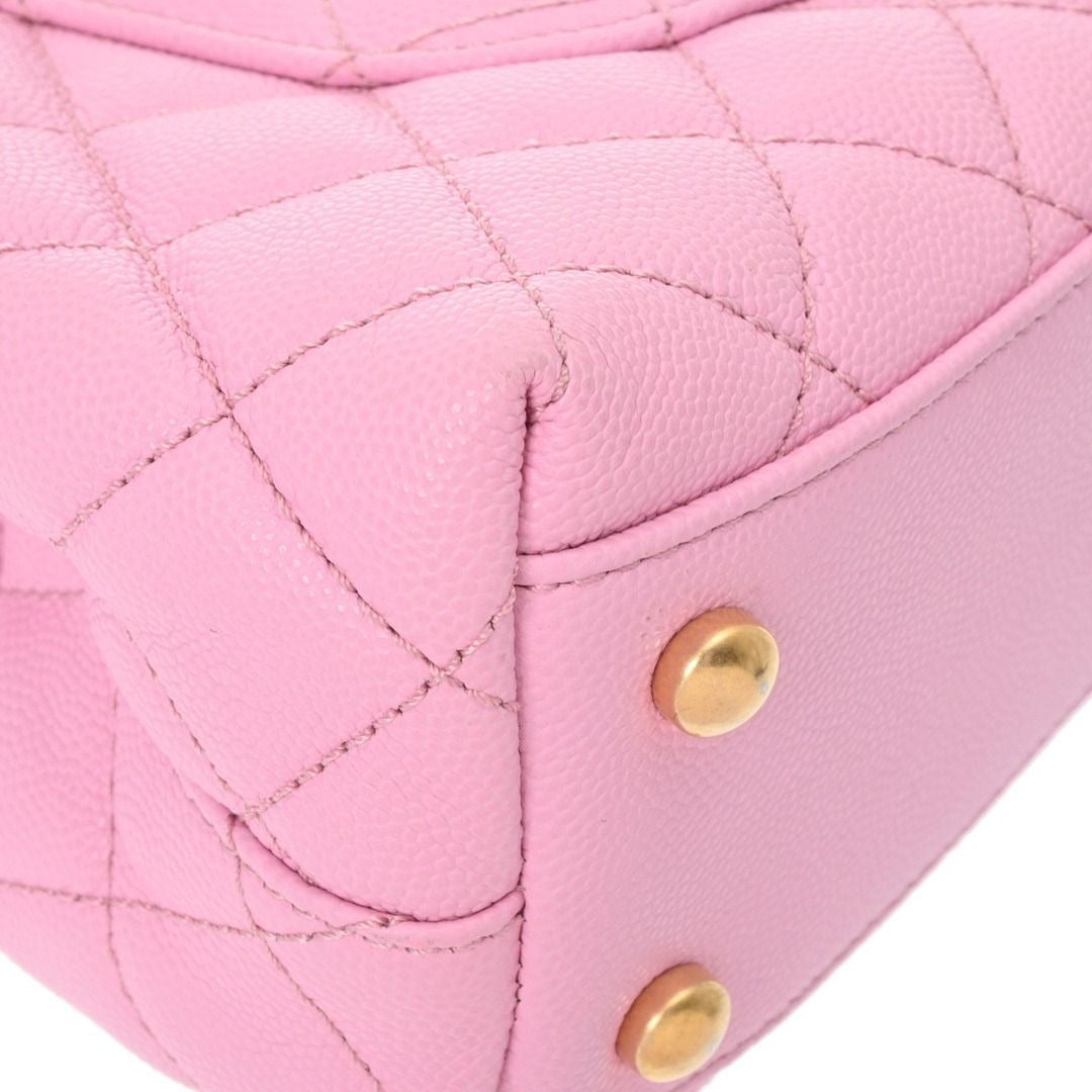 CHANEL Caviar Quilted Mini Coco Chain Handle Flap Bag Pink