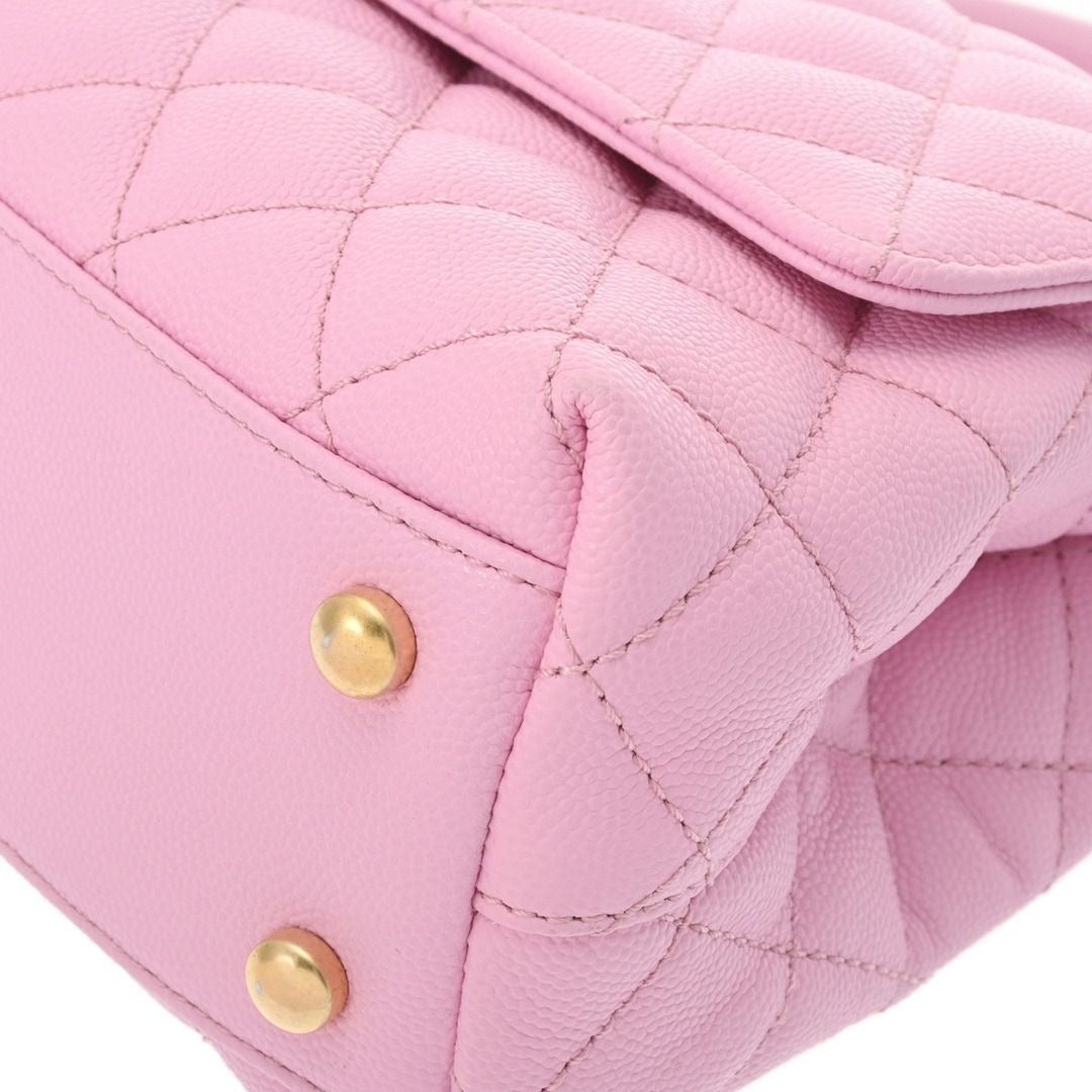 CHANEL Caviar Quilted Mini Coco Chain Handle Flap Bag Pink