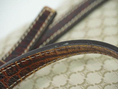 Authentic Celine Macadam Tote Handbag Canvas Beige Macadam Bag Pre-owned