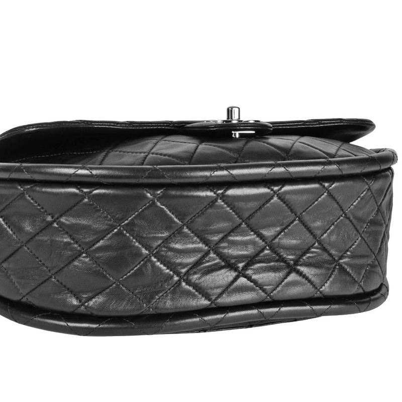 Chanel Hula Hoops Handbag Lamb Skin Black Silver Hardware Coco Mark Matelasse