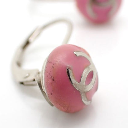 Chanel Earrings 03C Silver 925 Pink Coco Mark Mini Hook Ball SV Chanel