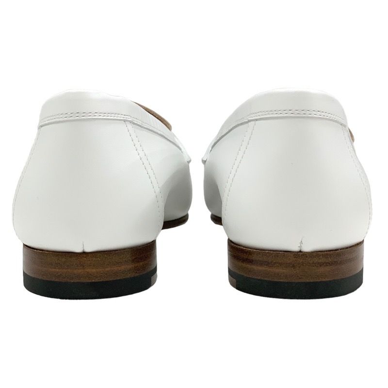 Hermes Royale Loafers Leather Shoes Leather White Beige Silver Unused Moccasins