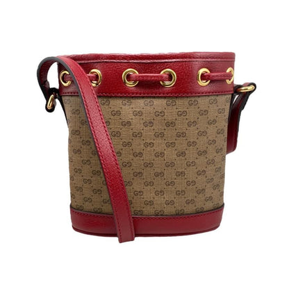 Gucci X Doraemon Shoulder Bag Mini Bucket 647801 GG Supreme Brown Red Gucci