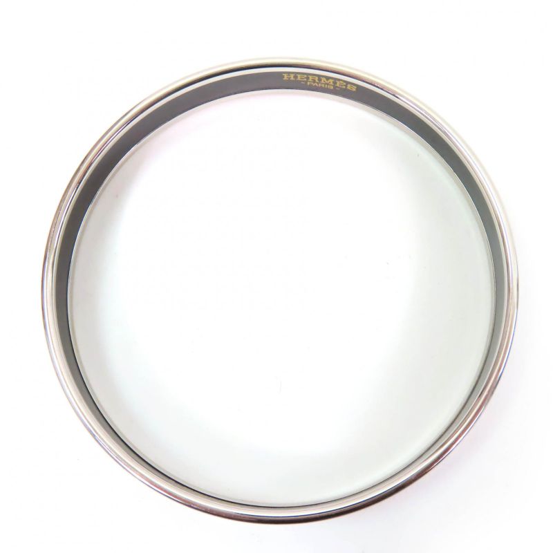 Hermes Emile PM Enamel Bracelet Carte À Jouet Bangle Silver White With Box And