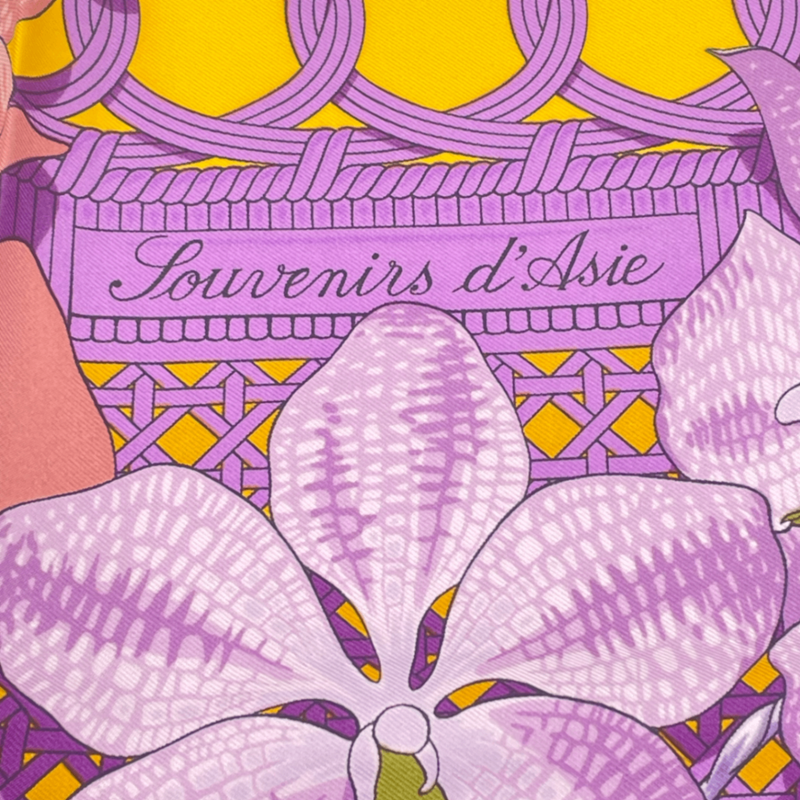 Hermes Scarf Carre 90 Floral Pattern Orchid Phalaenopsis Orchid Purple Touvenirs