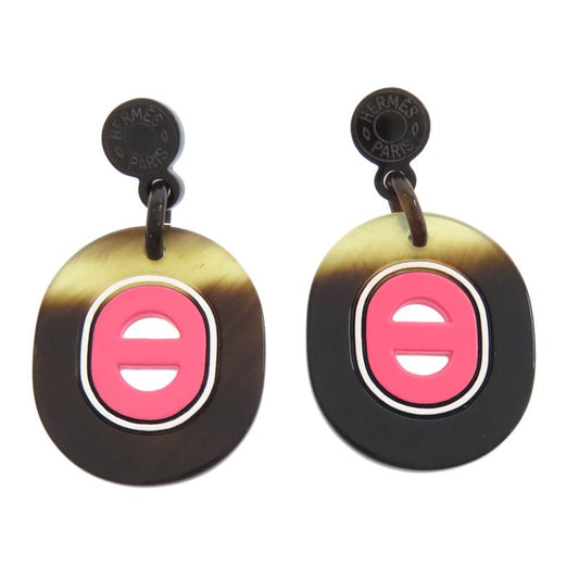 Hermes Fidelio Villages PM Earrings Metal Buffalo Horn Ladies