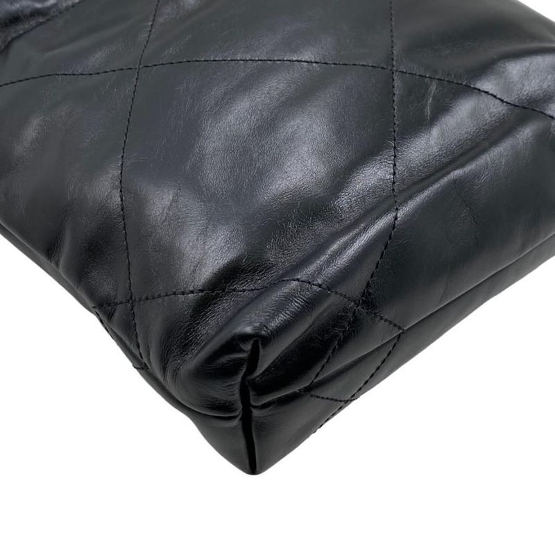 Chanel Shoulder Bag 22 Mini As3980 Shiny Calfskin Black Chain Bag Gold Hardware