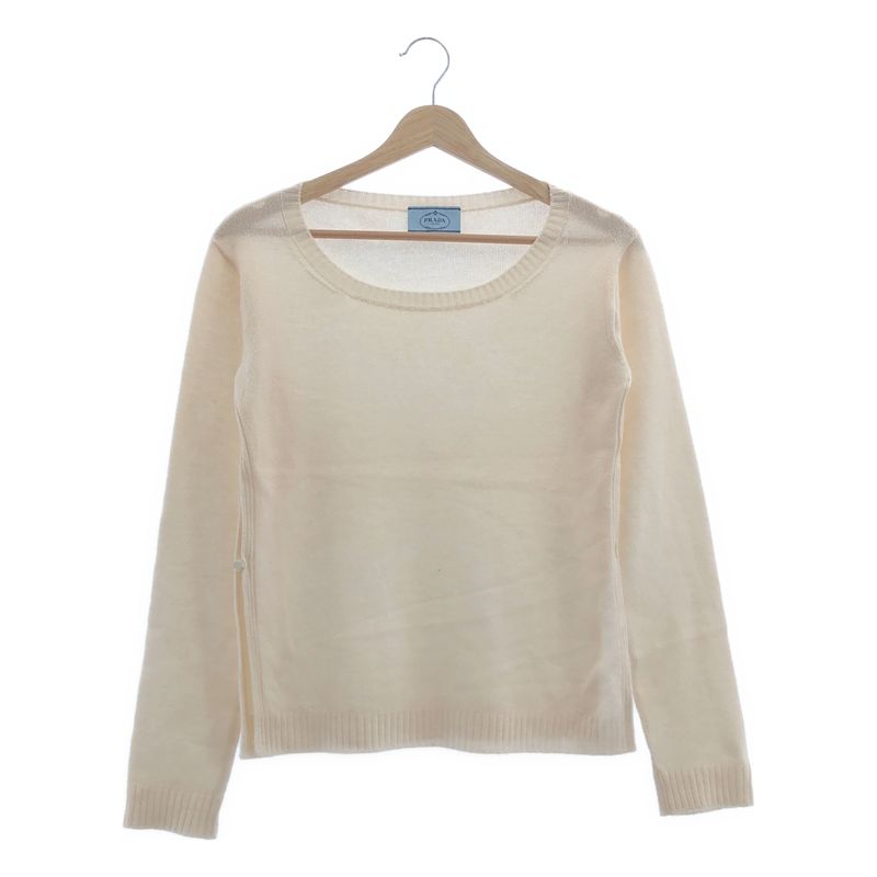 Prada - Side Slit Pullover Knit - Ivory - Women's