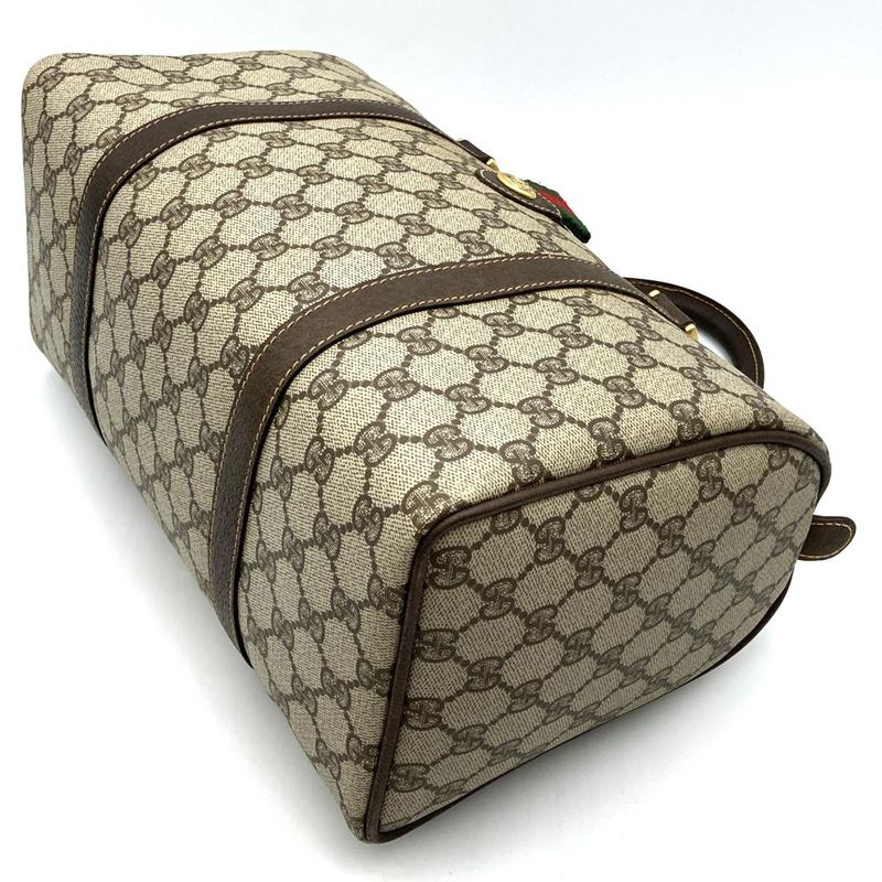 Gucci 40 02 Boston Bag Handbag GG Supreme Leather Brown Ladies Men Old Vintage