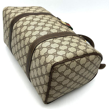 Gucci 40 02 Boston Bag Handbag GG Supreme Leather Brown Ladies Men Old Vintage