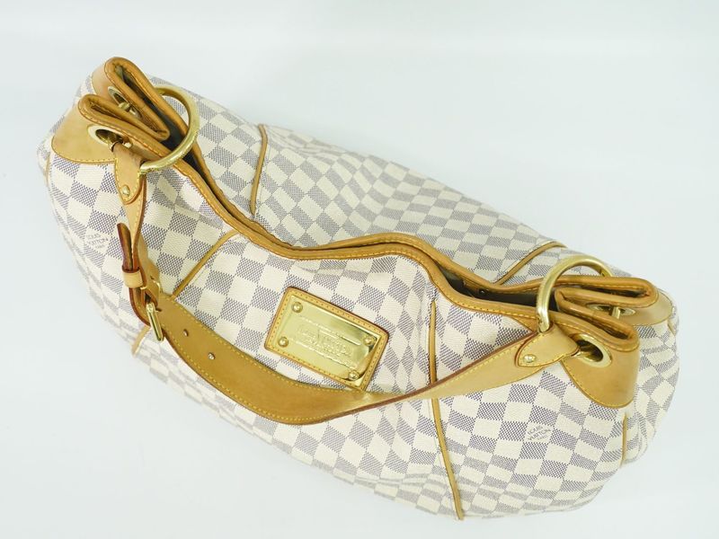 Authentic Louis Vuitton LV Galiera GM Damier Azure Tote Bag Shoulder Bag White