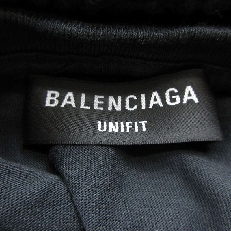 21aw Balenciaga 662718 T3212 Destroyed Knit Hoodie Black Campaign Logo XS