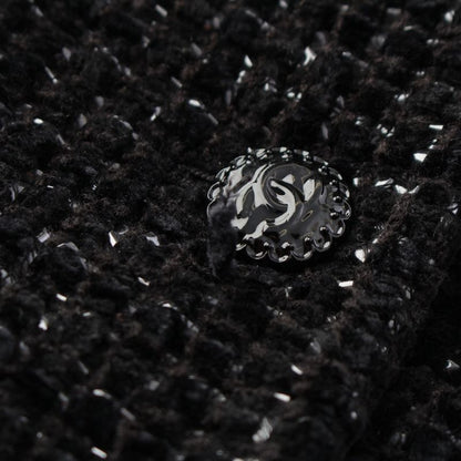 Chanel Cotton Blend Coco Button Collarless Jacket P73350v64896 Black 36