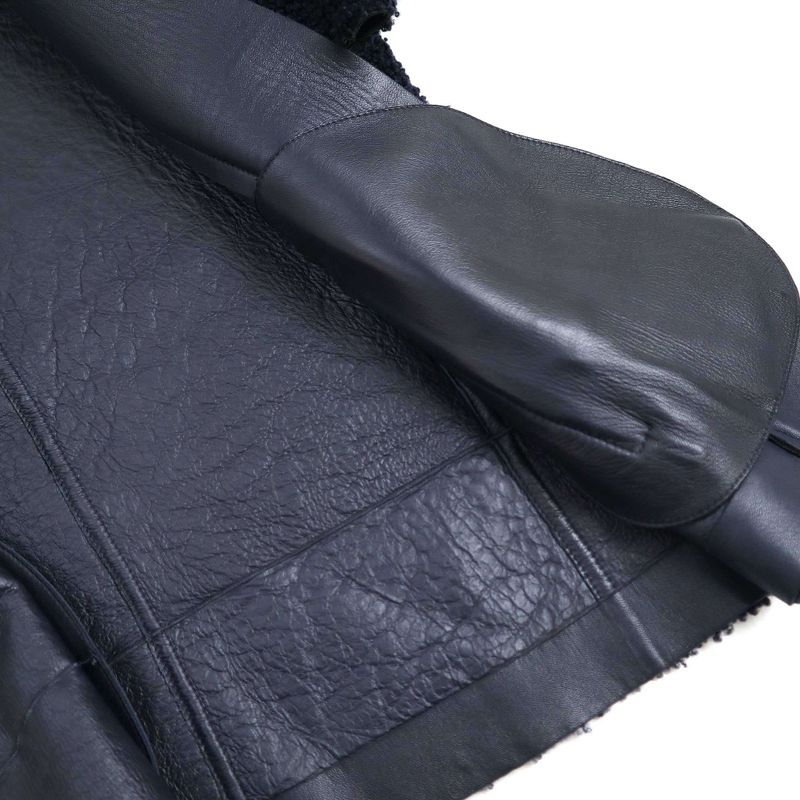 Celine by Phoebe Philo Mouton Leather Riders Jacket 2 5k10 5164 Navy 34