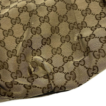 Gucci Handbag Sookie GG Pattern 247902 Dark Brown And Beige Leather