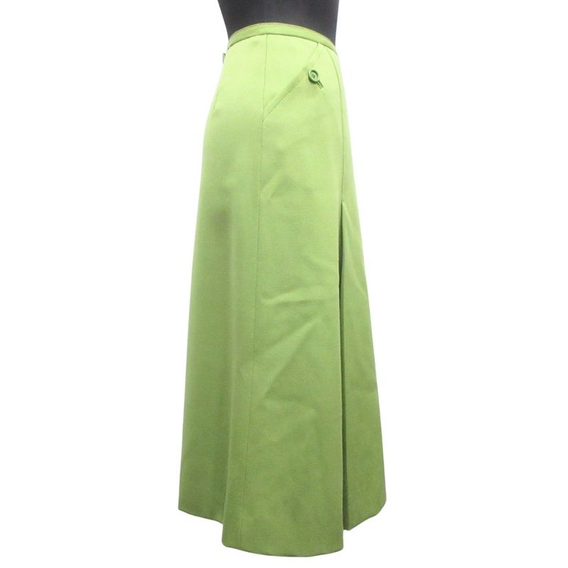 Good Christian DIOR Flared Tuck Pleated Skirt Bottoms Vintage S Green Women Used