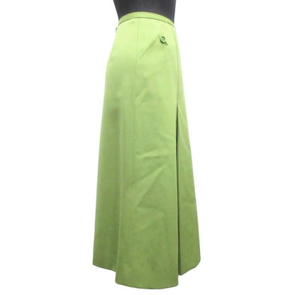 Good Christian DIOR Flared Tuck Pleated Skirt Bottoms Vintage S Green Women Used