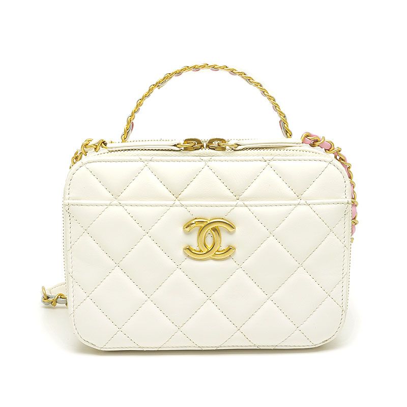 Chanel Matelasse Vanity Bag White 2WAY Chain Shoulder