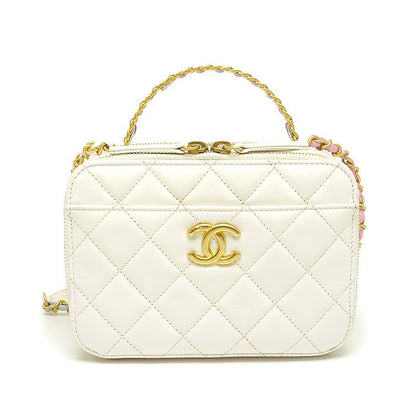 Chanel Matelasse Vanity Bag White 2WAY Chain Shoulder