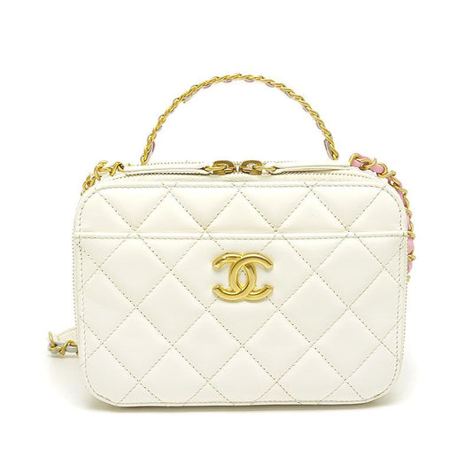 Chanel Matelasse Vanity Bag White 2WAY Chain Shoulder