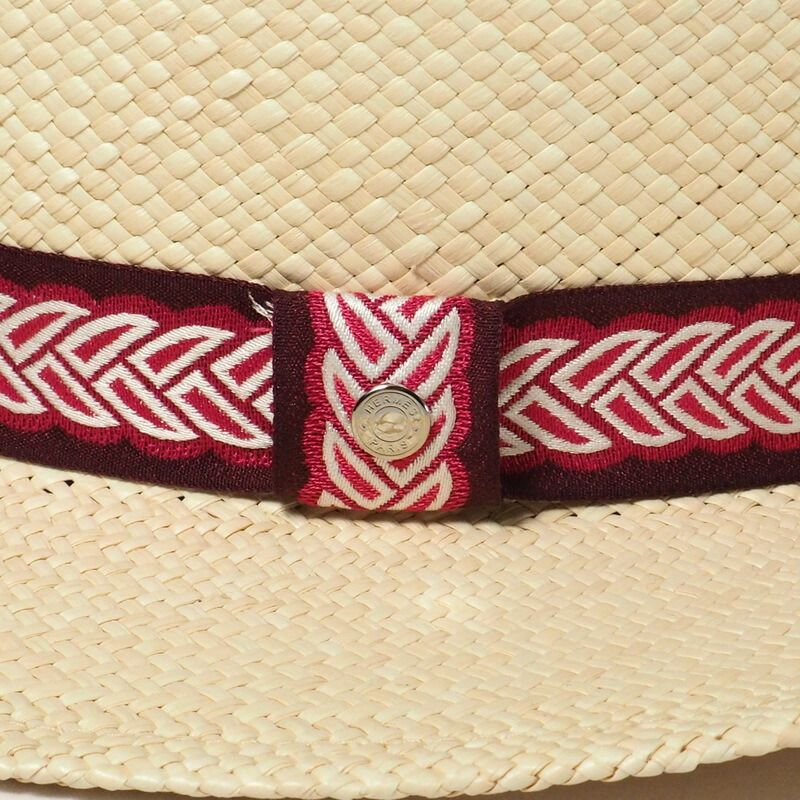 2022Hermes Greta Hat Size 58 Straw Hat <stirrup Illusion> Woven Band Serie
