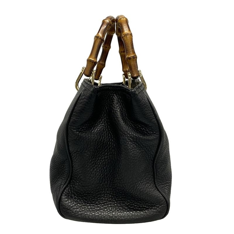 Gucci Bamboo Shopper Tote Bag 323660 Black And Brown Leather