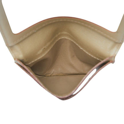 Saint Laurent YSL Logo Card Case Pass Case Beige Leather Canvas Women Saint