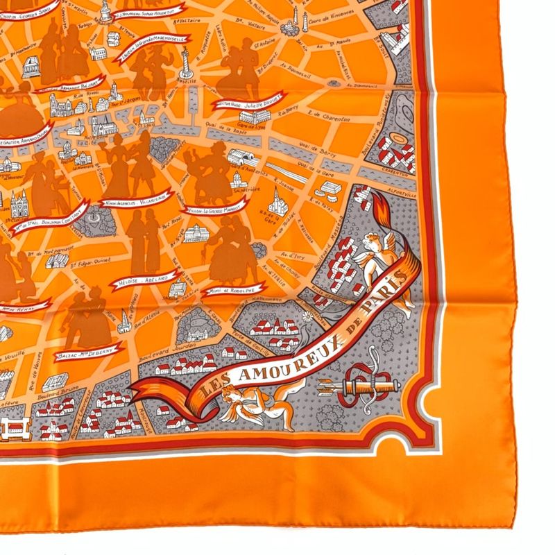 Hermes Scarf Carre 90 LES Amoureux DE Paris Lovers