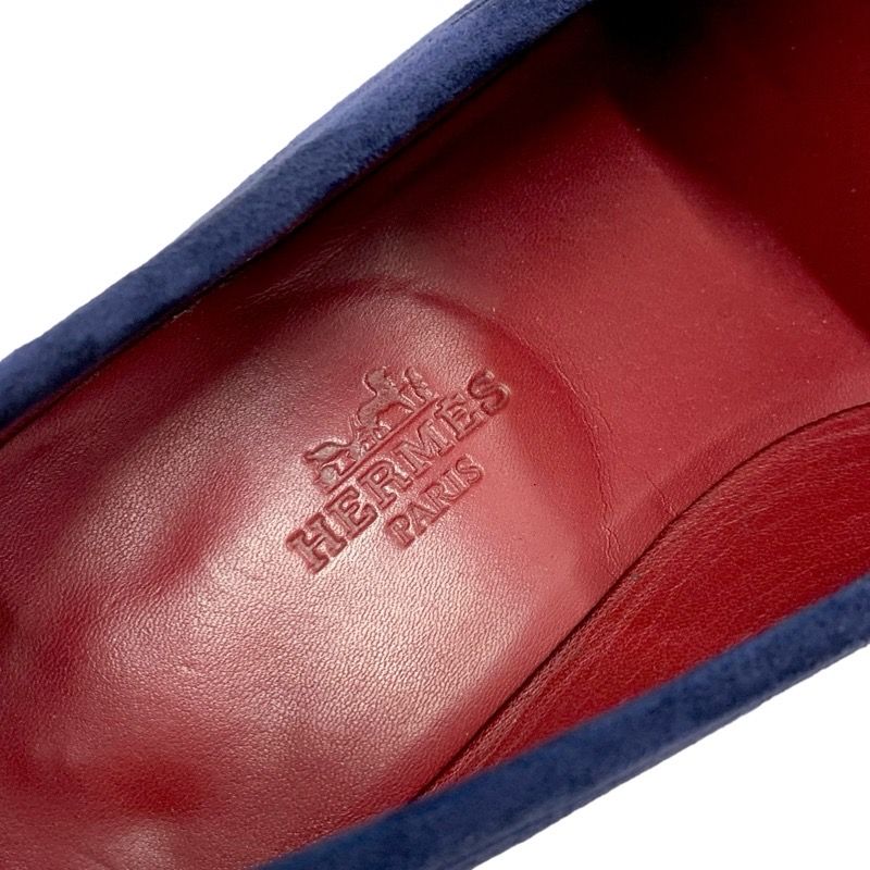 Hermes Royale Loafer Leather Shoes Suede Navy Gold Moccasin Flat Shoes Hhardware