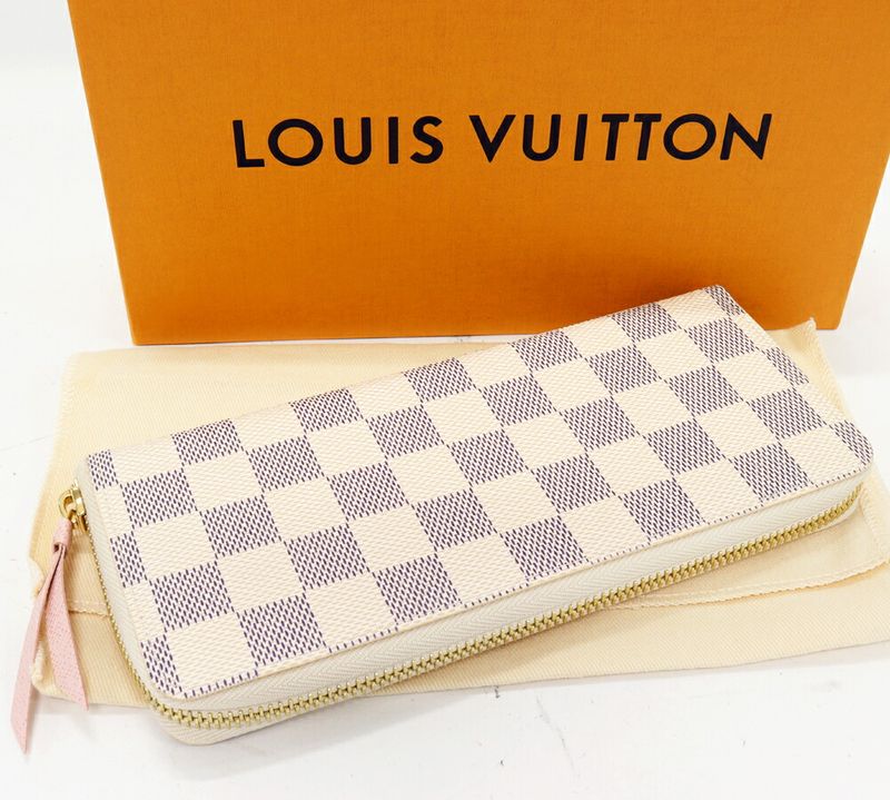Louis Vuitton Round Zipper Long Wallet With Change Pocket Damier Azure Portefeui