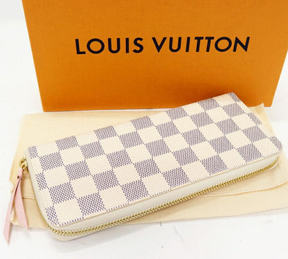 Louis Vuitton Round Zipper Long Wallet With Change Pocket Damier Azure Portefeui