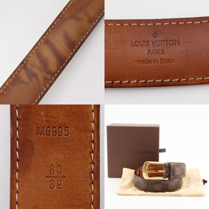 Louis Vuitton Santure Ellipse M6995 Damier Canvas Brown Ca1101 Men's Belt