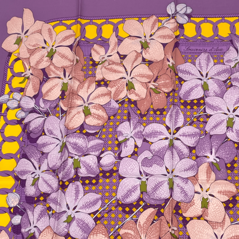 Hermes Scarf Carre 90 Floral Pattern Orchid Phalaenopsis Orchid Purple Touvenirs