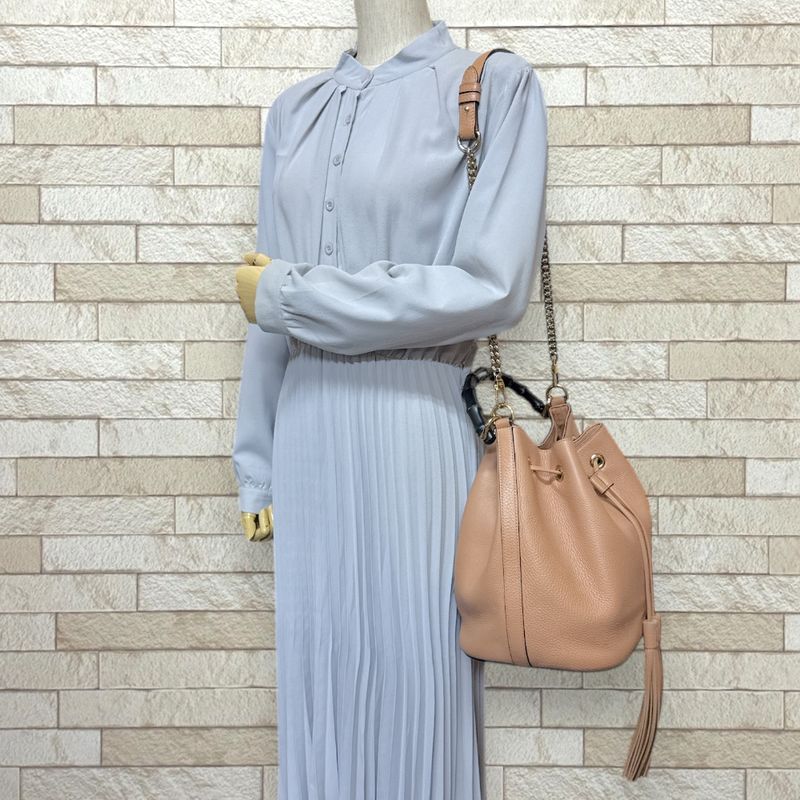 Gucci Bamboo Shoulder Bag Leather 387613 Beige Ladies Gucci  Gucci