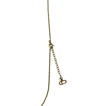 Christian DIOR Necklace Metal Rhinestone Gold Plated Gold