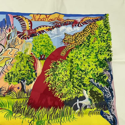 Hermes Carre 90 Nuba Mountain Nuba Mountain Scarf 100% Silk White