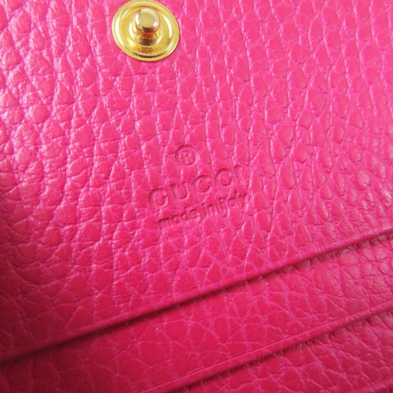 Gucci 456126 GG Marmont Leather Mini Wallet/bifold Wallet Shocking Pink Gold