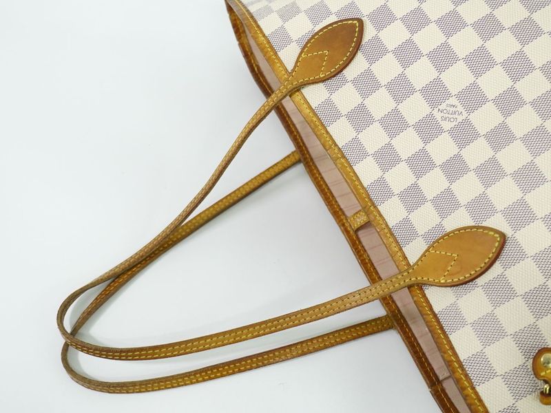 Authentic Louis Vuitton LV New Shape Neverfull MM Damier Azure Tote Bag White