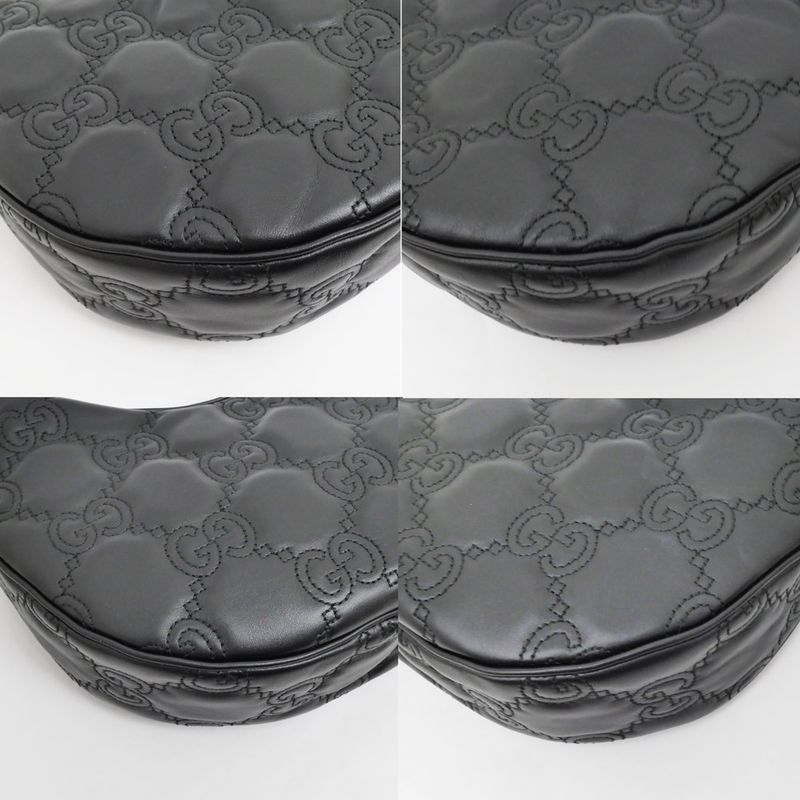 Gucci Ggmatelasse Shoulder Bag 739709 Black Hand Clutch 3WAY Leather