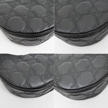 Gucci Ggmatelasse Shoulder Bag 739709 Black Hand Clutch 3WAY Leather