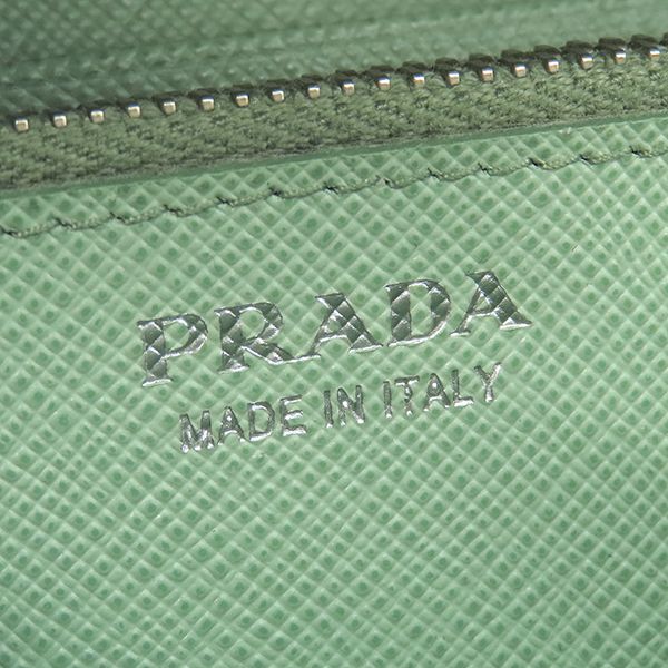 Prada Long Wallet Ribbon Flap Wallet Saffiano Leather Aqua Marina Silver
