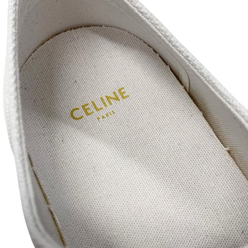 Celine Jane Sneakers Shoes Canvas Leather White Triomphe