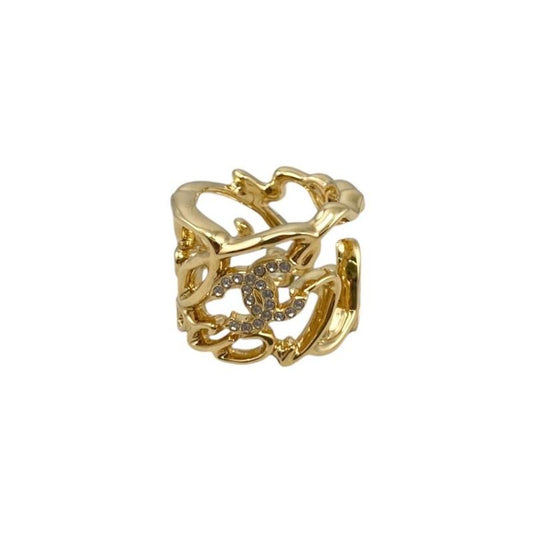 Chanel Ring Coco Mark Abd440 #12 Rhinestone Chain Gold LOVE COCO Chanel