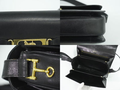 Authentic Celine Carriage Hardware Shoulder Bag Leather Black Bag Pre-owned